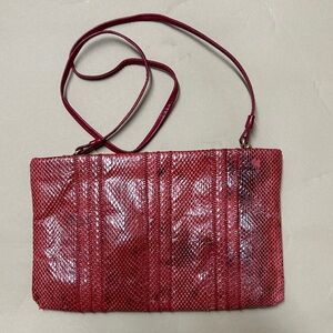 Elegant Red Clutch real snake skin Bag